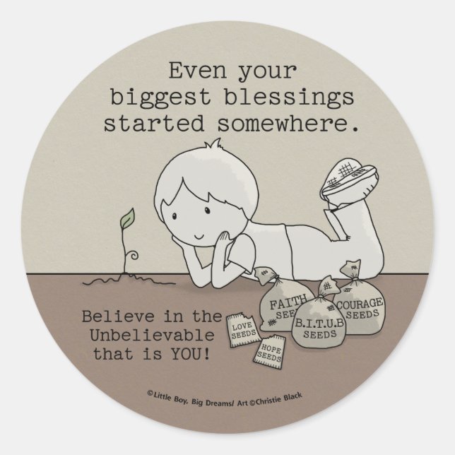 Blessings Started Somewhere Classic Round Sticker (Front)