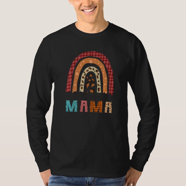 BLESSSED MAMA Leopard Rainbow Fall Plaid Cute Autu T-Shirt (Front)