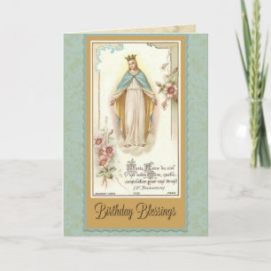 Blessures d'anniversaire Carte de prière Vierge Ma