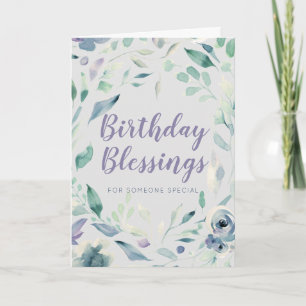 Blessures d'anniversaire Purple Aquarelle Carte Fl