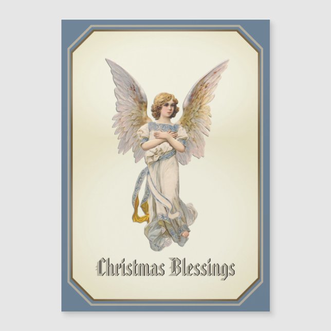 Blessures de Noël Carte Magnétique Angel Blue Gold (Devant)