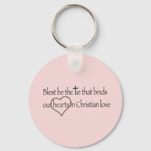 Blest Be the Tie that Binds Pink Custom Name Keychain