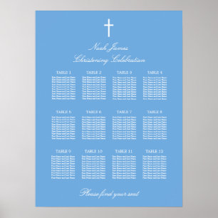 Bleu 12 Tableau Christening Seating Chart Poster