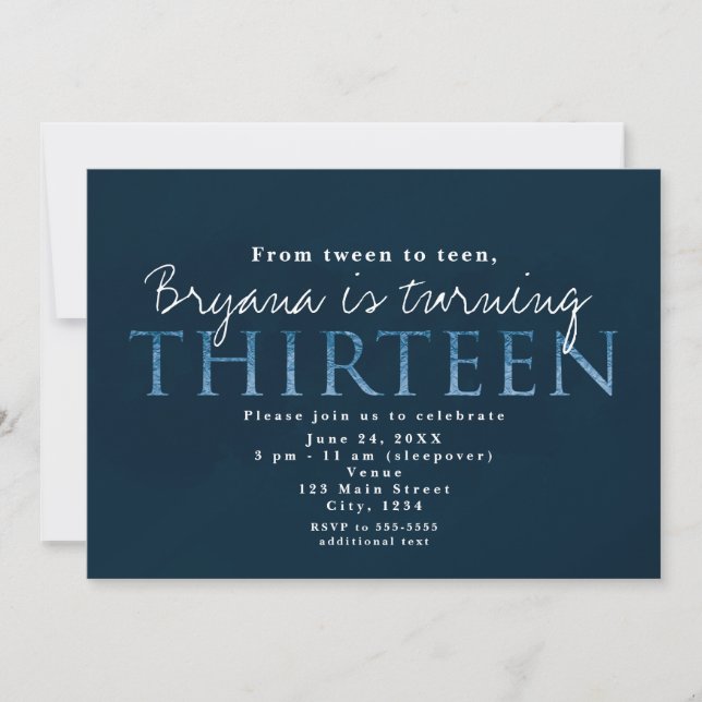 Bleu 13E 13 Anniversaire Invitation (Devant)