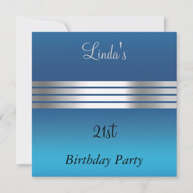 Bleu 21e anniversaire fêté Invitation (Devant)