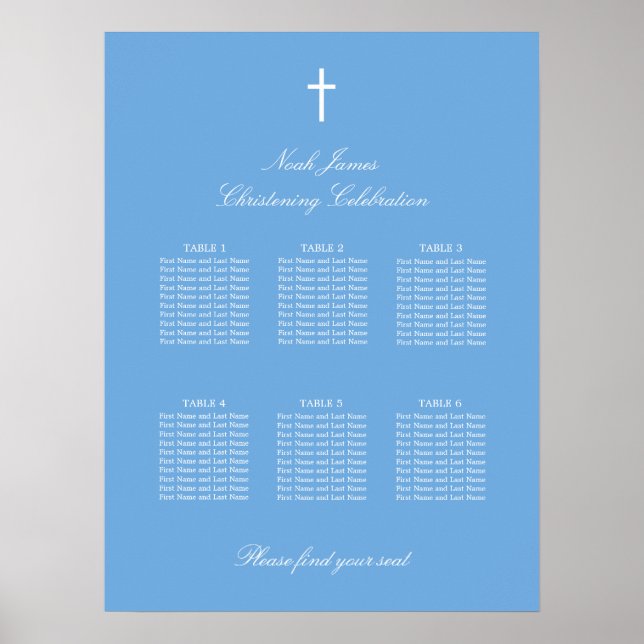 Bleu 6 Tableau Christening Poster (Devant)