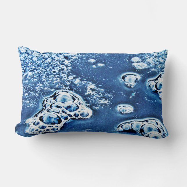 Bleu Abstrait bulles Eau et glace Lumbar Coussin (Recto)