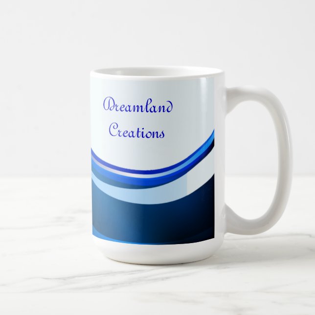 BLEU ABSTRAIT PERSONNALISÉ MUG MODÈLE (Droite)