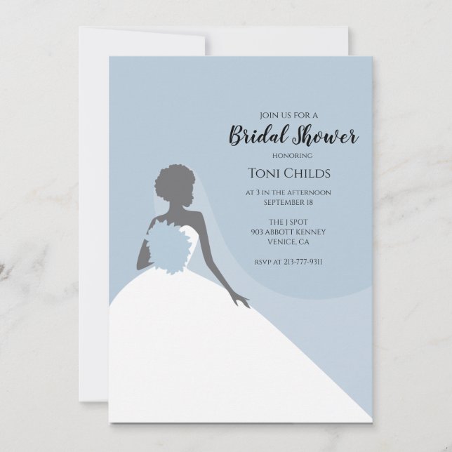 Bleu Africain Américain Douche nuptiale Invitation (Devant)
