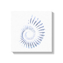 Bleu ammonite sur toile étirée blanche Impression