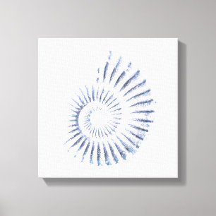 Bleu ammonite sur toile étirée blanche Impression