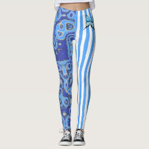 Bleu Amoeba et Leggings en bande