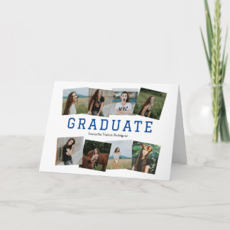 Bleu Angled Huit-Photo Grad Invitation