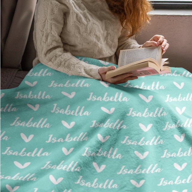 Bleu Aqua Couverture de nom personnalisée avec Coe (Créateur téléchargé)