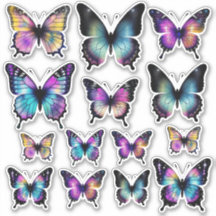 Bleu Aquarelle Bleu jolie Stickers Vinyl Papillon