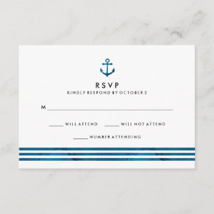 Bleu Aquarelle Nautique Mariage RSVP