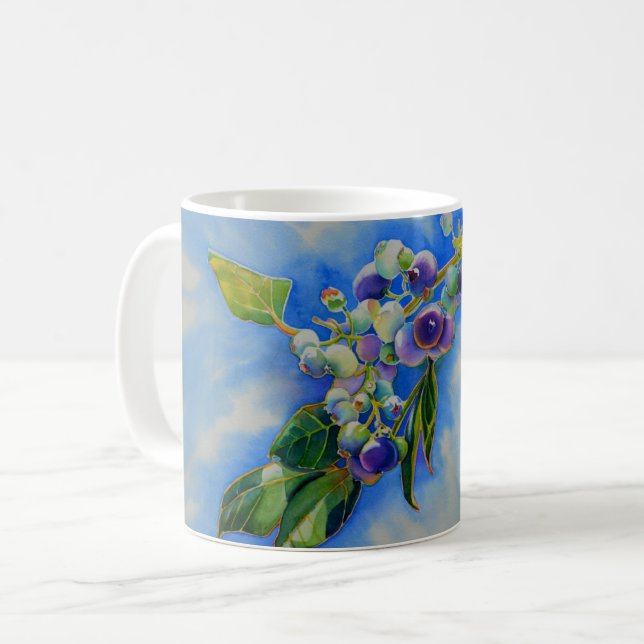 Bleu aquarelle peinture tasse de café (Devant gauche)