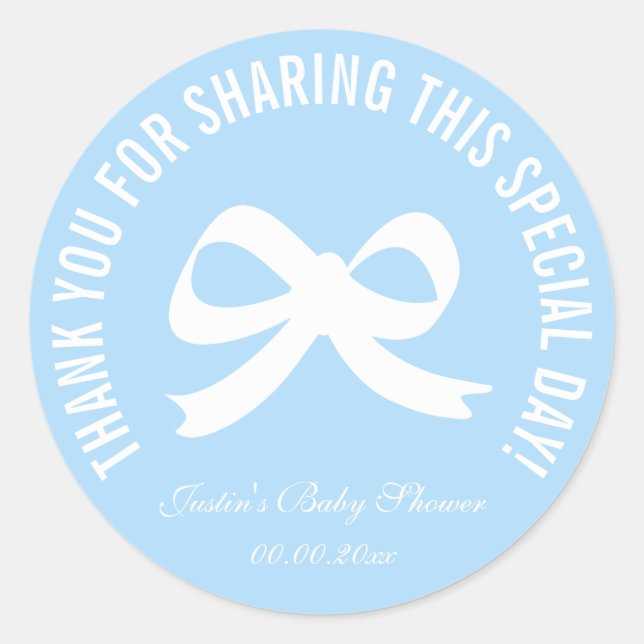 Bleu arc baby shower parti merci sticker (Devant)