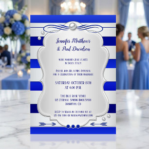 Bleu Argent Blindé Post Mariage Invitation