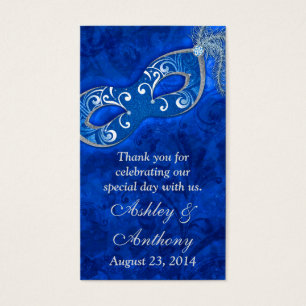 Bleu Argent Masquerade Ball Wedding Favoriser Tags