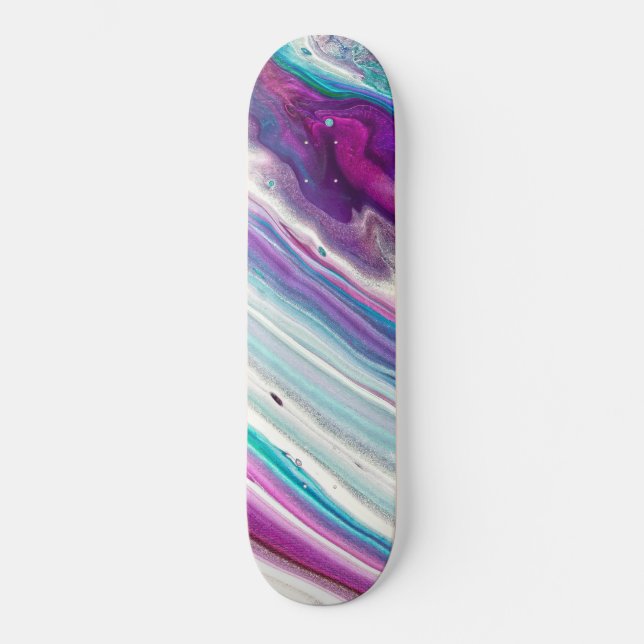 Bleu Artsy Paint Strots Motif Skateboard (Recto)