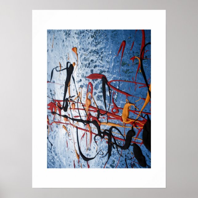 Bleu asiatique peinture Abstraite affiche Imprimer (Devant)