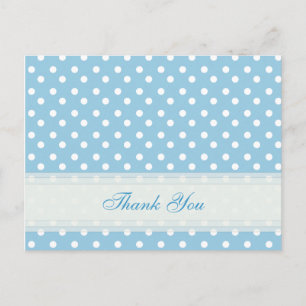 Bleu avec blanc Polka Dot Merci Cartes