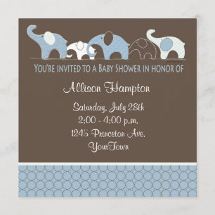Bleu avec invitation Brown à la douche bébé élépha