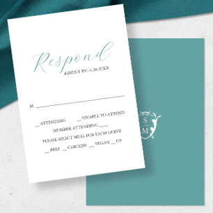 Bleu avec le choix de repas Monogramme Cartes RSVP