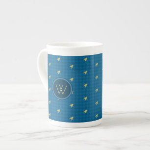 Bleu avec l'or Accent Houndstooth Spécial Mug