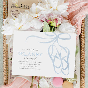Bleu Ballet Chaussons Anniversaire Fête Invitation