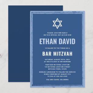 Bleu bar mitzvah invitations à la frontière brute