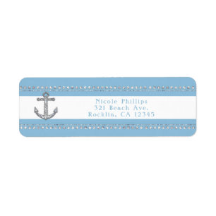 Bleu barbeau et rayures blanches Diamant Ancre