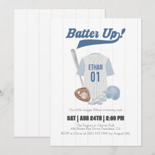 Bleu Batte Up Baseball Invitation d'anniversaire