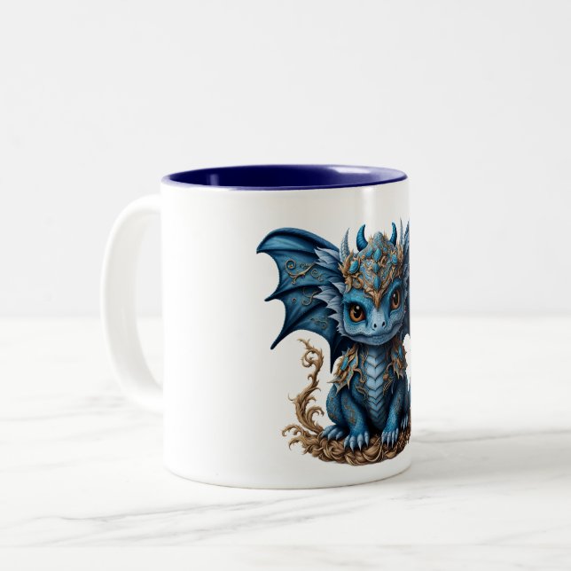 Bleu Bébé Dragon tasse bicolore (Devant gauche)