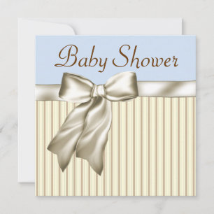 Bleu beige Brown Invitations de douche pour bébés