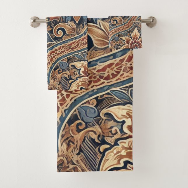 Bleu Beige Indonésien Batik Motif Floral Boho (En situation)
