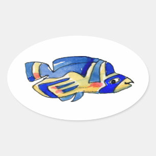Bleu Beurre poisson Sticker ovale