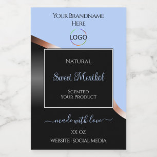 Bleu Black Wavy Rose Gold avec Logo Étiquettes de