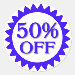 Bleu blanc 50 autocollants de vente hors cercle