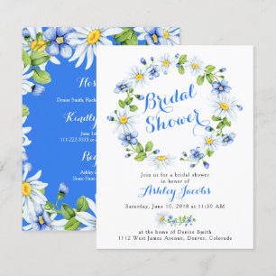 Bleu Blanc Bleu Fleur Douche nuptiale Invitation