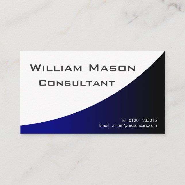 Bleu Blanc Courbé, Carte de visite professionnel (Devant)