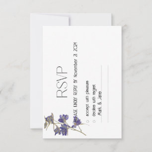 Bleu blanc Élégant Mariage floral délicieux RSVP