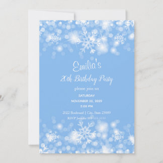 Bleu blanc étincelle Invitation Anniversaire
