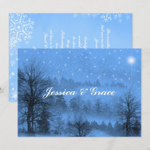 Bleu Blanc Mariage hiver Invitation