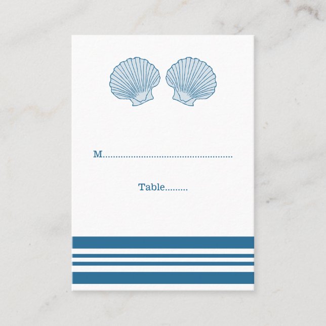 Bleu Blanc Nautique Coquillages Mariage Cartes de  (Devant)