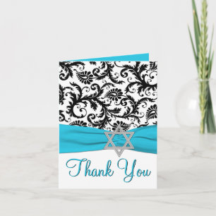 Bleu, Blanc, Noir Bat mitzvah Merci Carte Note