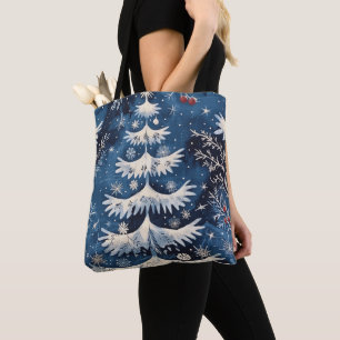Bleu Blanc sapin de Noël Sac fourre-tout de vacanc