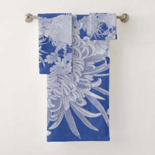 Bleu Blanc Vintage Chinoiserie Motif Floral