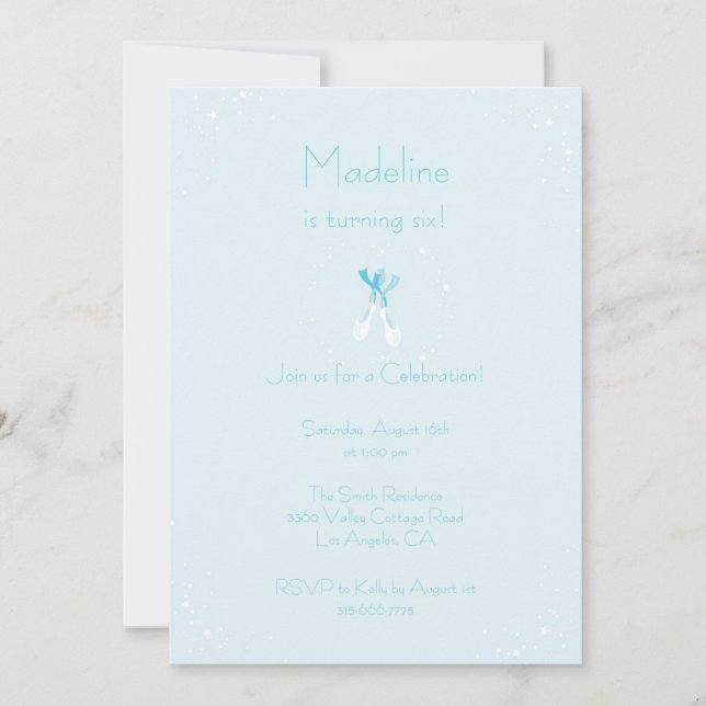 Bleu Bleu Chaussons Invitation d'anniversaire (Devant)